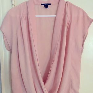 Pink sheer open front top